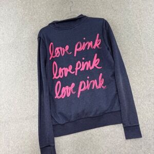Pink Victoria's Secret Quarter Zip Pullover Women S Dog Y2k 00s Logo Graphic